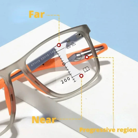 Photochromic TR90 Multifocal Glasses – Anti-Blue Light, Progressive Eyewear for Men & Women.