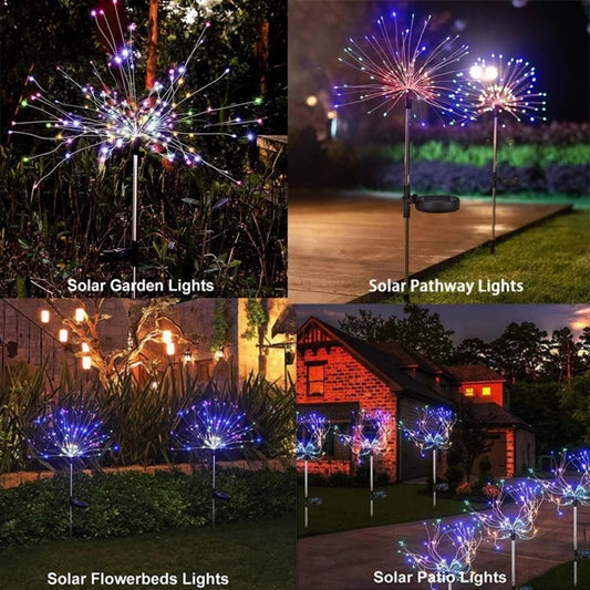 Solar Firework Light – Dandelion Globe with 90/150/200 LEDs for Garden & Holiday Decor.